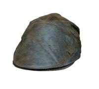 Real Genuine Distressed Leather Ivy Cap - Brown Newsboy Gatsby Flat Cap for Men (UK, Alpha, XXL, Brown)