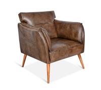 Real Genuine Leather Arm Tub Chair Tan Brown Wing 95Cm High X 86Cm Wide X 83Cm Deep Only Legs To Attach