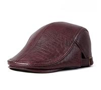 Real Genuine Leather Black Beret Hats for Men - Adjustable Gatsby Cap for Spring and Autumn - Stylish Flat Cap for Men