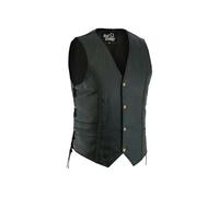 Real Genuine Leather Motorcycle Club Vest Bikers Braided Waistcoat With Side Laces - 2XL