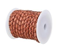 Real/Genuine Round Braided Leather Cord String Rope Folded, Leather Rope for Crafts, Jewelry Making, Necklace, Bracelets (5 Metres)(Light Brown Distressed,5mm)