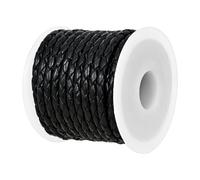 Real/Genuine Round Braided Leather Cord String Rope Folded, Leather Rope for Crafts, Jewelry Making, Necklace, Bracelets (5 Metres)(Black Distressed,3mm)