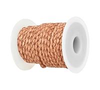 Real/Genuine Round Braided Leather Cord String Rope Folded, Leather Rope for Crafts, Jewelry Making, Necklace, Bracelets (5 Metres)(Natural,3mm)