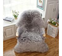 Real Genuine Sheepskin Rug Natural Lambskin Throw Real Full Sheepskin Rugs Fluffy Fur Rug Authentic Lambskin Seat Covers For Chairs Wool Seat Pads Cushion Grey (70X100cm)