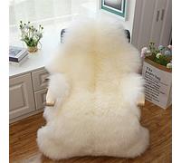 Real Genuine Sheepskin Rug Natural Sheep skin Throw Real Full Sheepskin Rugs Fluffy Fur Rug Authentic Lambskin Seat Covers For Chairs Wool Seat Pads Cushion White (70X100cm)