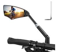Real Glass Bicycle Mirror - Stretchy, Shockproof, HD, 360° Swivelling, Foldable for E-Bike & MTB Road Bikes - 20-23 mm