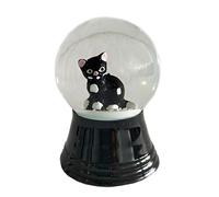 Real Glass Snow Globe - Almost Like Real Snow - Sitting Cat Design Black 4cm