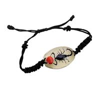 Real Glow in the Dark Black Scorpion Lucky Red Seed Bracelet - Heterometrus spinifer