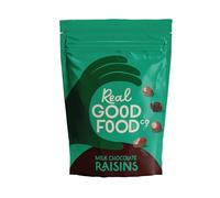 Real Good Food Co Milk Chocolate Raisins 150g Bag - Chocolate Coated Nuts, Nibbles and Snacks! Chocolate Coated Raisins - Luxury Snack
