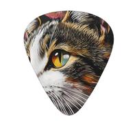 Real graffiti cat printed guitar picks, 12-piece set with thin, medium, and thick styles, comes with a storage case