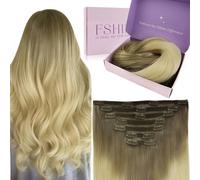 Real Hair ClipIn Extensions Ombre Dark Brown to Platinum Blonde Invisible Clip Extensions Real Hair 40 cm 120 g 7 Pieces Colour 3 8 613