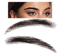 Real Hair Eyebrows - Pair of Natural Looking Fake Eyebrows, Handmade Human Hair Strips | Reusable Self-Adhesive Design, Theatrical Productions Soft Texture Finish, Realistic Eyebrow Enhancement for
