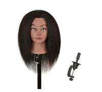 Real Hair for Cosmetology Manikin Headdoll Mannequin Head Doll Head Hairdresser Hairstylist Training Practice(Black A2)
