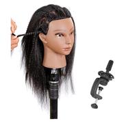 Real Hair for Cosmetology Manikin Headdoll Mannequin Head Doll Head Hairdresser Hairstylist Training Practice(Black B2)