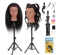 Real Hair Mannequin Head with Stand Mannequin Head 100% Human Hair Braiding Mannequin Head for Styling Hair with Stand and Tripod