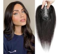 Real Hair Topper for Women, Crown Toppers, Short Wigs, Hairpieces for Thin Hair, 100% Real Human Hair Clip-In Toppers for Women, Real Hair Toppers, Lightweight (2#)