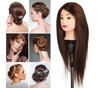 Real Hair Training Head Hairdressing Styling Mannequin Doll & Clamp