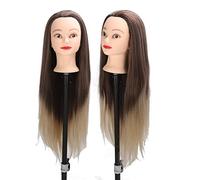 Real Hair Training Practice Head, Soft Hair Hairdressing Styling Mannequin Head Hat Display for Ironing Braiding, No Wig Clamp, Blonde