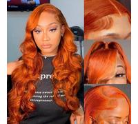 Real Hair Wigs with Ginger Front 5.1 x 2.4 Inch HD Body Wave Human Hair Wigs with Ginger Front Pre Plucked with Baby Hair Color Wig