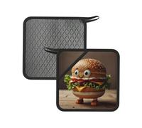 Real Hamburger 2PCS Square Silicone Anti-scalding pad (7.1 * 7.1 inches), Insulation pad for Tea, Barbecue and Cooking,