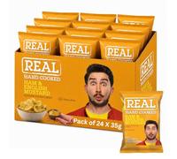 Real Handcooked Crisps 35g x Pack of 24, Ham & Mustard | Perfect Pairings, British Made, Gluten Free
