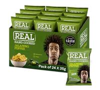 Real Handcooked Crisps 35g x Pack of 24, Jalapeno Pepper | Perfect Pairings, British Made, Gluten Free