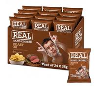 Real Handcooked Crisps 35g x Pack of 24, Roast Ox | Perfect Pairings, British Made, Gluten Free