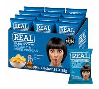 Real Handcooked Crisps 35g x Pack of 24, Sea Salt & Cider Vinegar | Perfect Pairings, British Made, Gluten Free
