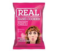 Real Handcooked Crisps 35g x Pack of 24, Sweet Chilli | Perfect Pairings, British Made,