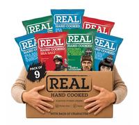 Real Handcooked Potato Crisps Classic Variety Pack - 3 Assorted Flavours (9 bags - 3 of each), Thick-Cut Multipack Snacks (35g Bags)
