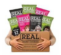 Real Handcooked Potato Crisps Spicy Selection - Pack of 9, Sweet Chilli, Jalapeno, Sea Salt & Black Pepper, Thick-Cut Multipack Snacks (35g Bags)