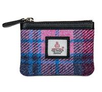 Real Harris Tweed Scotland Herringbone Coin Purse - Pastel Pink Scottish Tartan Gift Boxed