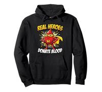 Real Heroes Donate Blood Superhero Phlebotomy Comic Art Pullover Hoodie