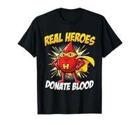 Real Heroes Donate Blood Superhero Phlebotomy Comic Art T-Shirt