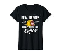 Real Heroes Don't Wear Capes Firefighter Value Graphic T-Shirt, Women, Black, L