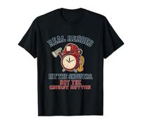 Real Heroes Hit Showers Firefighter Clock Graphic T-Shirt