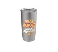 Real Heroes Wear Aprons Culinary Chef Cooking Kitchen Stainless Steel Insulated Tumbler