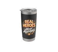 Real Heroes Wear Aprons Culinary Chef Cooking Kitchen Stainless Steel Insulated Tumbler