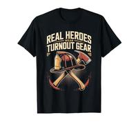 Real Heroes Wear Turnout Gear Firefighter Firefighting Value Graphic T-Shirt