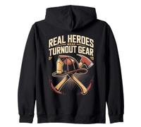 Real Heroes Wear Turnout Gear Firefighter Firefighting Zip Hoodie