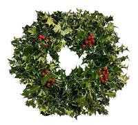 Real Holly Wreath (12", 30cm) - DIY Christmas Xmas Door Window Hanging Garland Decoration