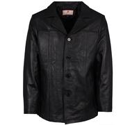 Real Hoxton Leather Reefer Jacket - Black L L