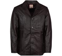 Real Hoxton Leather Reefer Jacket - Brown L L