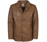 Real Hoxton Leather Reefer Jacket - Tan M M