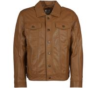 Real Hoxton Leather Trucker Jacket - Tan L L