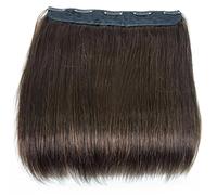 Real Human Hair Extensions, Clip-In Deep Brown 14 Inch, Straight Hair Piece for Quick Application, Natural Salon Quality Volume Boost