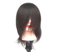 Real Human Hair Head Model Can Perm Dye Cut Hairdressing Trainer Head Wig Model Head Dummy Head Real Hair Doll Head(Brown 14 inch)