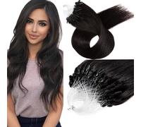 Real Human Hair Nano Extensions 0.5g/s 100s Silky Straight Micro Beads Hair Extensions Remy Virgin Loop Hair Extensions(20 Inch, #1B)