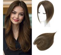 Real Human Hair Topper, 25.5 cm Hair Topper for Thin Hair with 360° Coverage, Natural Hair Piece Wiglet for Women for Daily Use, 7 x 10 cm, Swiss Base (4#)
