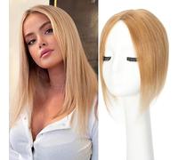 Real Human Hair Toppers,10 Inch Human Hair Toppers for Thinning Hair 360°Coverage Natural Hairpiece Wiglet for Women Daily Swiss Base(Blonde, 10inch)